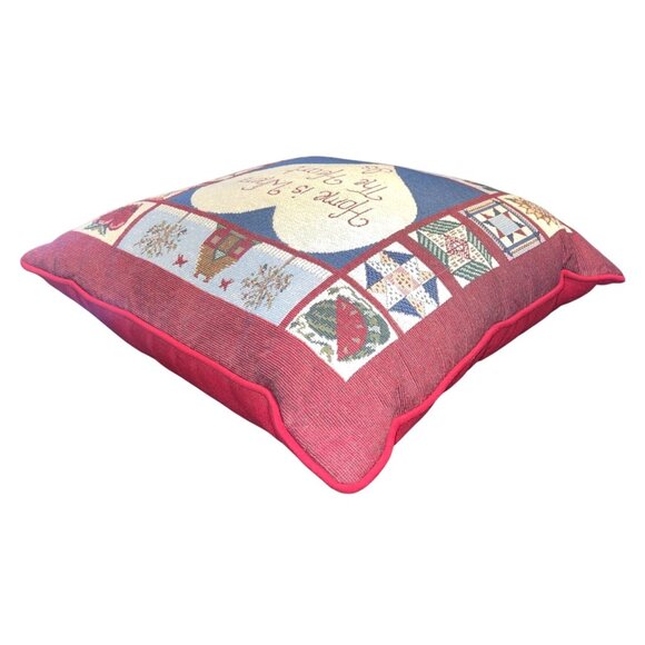 Vtg Riverdale Tapestry Throw Pillow "Home Is Where The Heart Is" Country Design - Picture 5 of 6